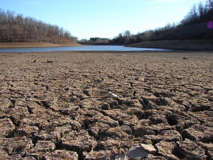 A cracked, dry lakebed